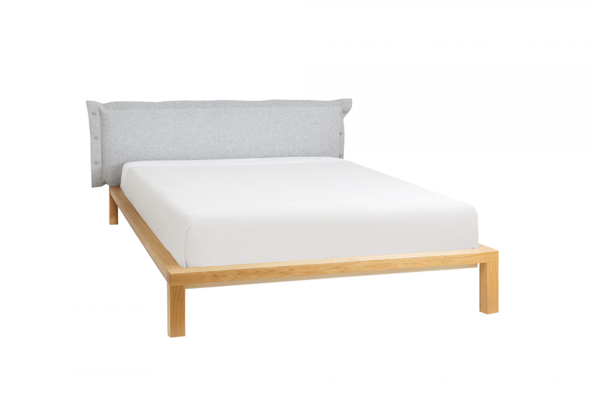 Pure Bett Eiche 180x200 cm mit Polsterbezug für Kopfteil Hans Hansen